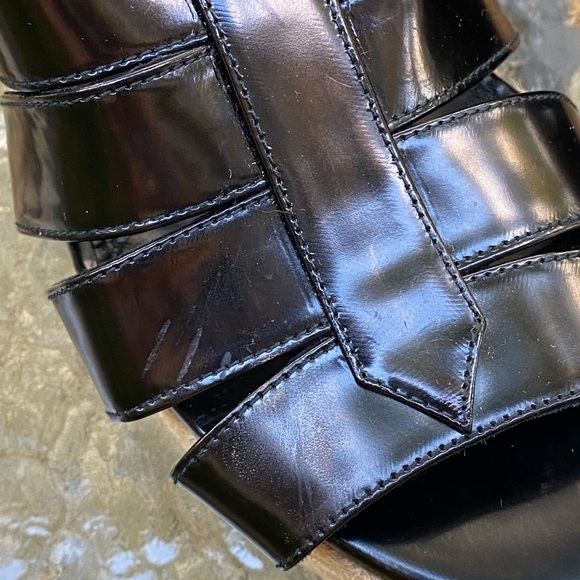 Ralph Lauren Purple Label Black Wrap Around Strap Platform Espadrilles Sandals - Picture 6 of 16